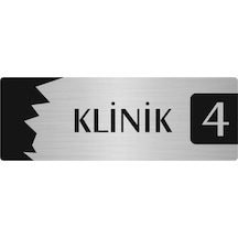 Metal Departman Kapı İsimliği, Yönlendirme Levhası Klinik 4 5x20 Cm Gümüş Renk