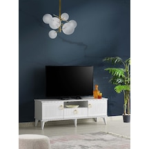 110 CM MDF MEBRAN KAPAK TV SEHPASI BEYAZ