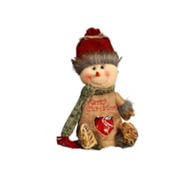 Noel Arifesi Elma Hediye Çantası Paketleme-oturan Kardan Adam