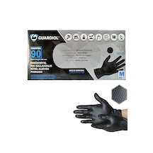 Guardiol Nitril Siyah Eldiven Çift Yönlü Tırtıklı M Beden 50 Adet