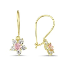 Sembolgold Altın Çocuk Küpe 14 Ayar Sallantılı Model Taşlı Sg42-70019
