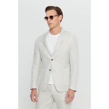 AC&Co / Altınyıldız Classics Erkek Bej %100 Keten Ekstra Slim Fit Dar Kesim Beli Bağlamalı Kapak Cepli Takım Elbise Bej