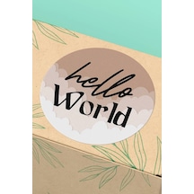 Kahverengi Hello World Kargo Paketleme Sticker 3x3cm St2139 Çok Renkli