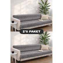 Miracolo Home Pamuklu Koltuk Örtüsü Şalı Kaymaz Dokulu Çok Amaçlı Kanepe Çekyat Örtüsü 170x200 Cm 2'li Paket Siyah