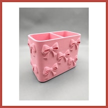 Bezos 3d Baskı Fiyonk Desenli Bölmeli Kalemlik - Masaüstü Organizer - Pembe Erdotıca