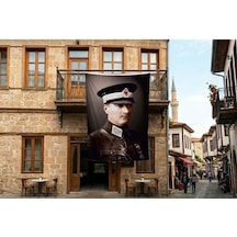 Mustafa Kemal Atatürk Askeri Üniformalı Poster Bayrak Premium Raşel Kumaş 300x450cm Ata41 Diğer