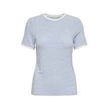 Only Onltine S/s O-neck Top Jrs Kadın T-shirt 15315406 Beyaz - Mavi