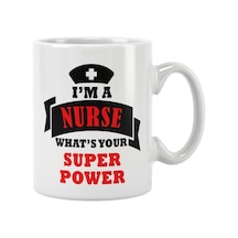 Hemşire Hediye I'm A Nurse Whats Your Super Power Baskılı Kupa Bardak, Qbm1183 Tek Renk
