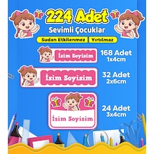 Sevimli Çocuklar Temalı Okul Kreş Kişiye Özel İsim Etiket Seti - Model 620 Çok Renkli