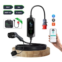 Cks Enerji Elektrikli Araç Taşınabilir Şarj Istasyonu 11 Kw / 16a / Tip-2 / 5x16a Fiş / Trifaze / 5m / Çantalı / Ev Tipi Dönüştürücü Kablolu Türkçe Menü 11 Kw