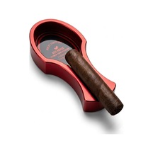 Lüks Metal Puro Küllüğü - Tekli Taşınabilir Puro Standı Ve Kül Tablası, Özel Kırmızı Tasarım, Premium Puro Aksesuarı Ve Erkek Hediye Seti