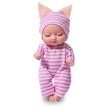 Yucama 12cm Uyku Bebek Bebek Çeşitli Stil Sevimli Hayvan Bebek Simüle Yeniden Doğmuş Bebek Diy Oyuncak Çocuk Hediyesi - Pembe Çizgiler