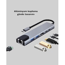 Flzdgnkr Alüminyum Kasalı Macbook Usb-c Hub 4k Hdmı, Usb 3.0, Sd/tf Kart Girişi, Pd Şarj Desteği Adet