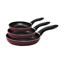 Mehtap 3 Lü Teflon Tava Seti 18 22 26 Cm Kırmızı Mor Mürdüm Tava Mor