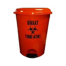 Tıbbi Atık Çöp Kovası Pedallı 50 Lt Turuncu