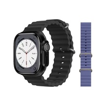GS8 Watch 8 Ultra Akıllı Saat Siyah Watch 2.02 Inc Lacivert Silikon Kordon Hediye (İthalatçı Garantili)