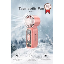 Şarjlı El Vantilatörü Fener Özellikli Taşınabilir Mini Fan F65 Pembe