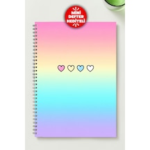 Pastel Renkler Kalp Temalı A5 Metal Spiralli Çizgisiz Karton Pastel Renkler Kalp Temalı Defter Çok Renkli