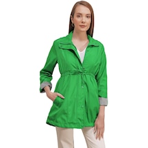 Kadın Yeşil Kolları Katlama Apoletli Trençkot-26047-yeşil