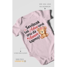 Morivokids Anneye Özel Kısa Kollu Bebek Body %100 Pamuk Zbn271-kk Bebe Pembe