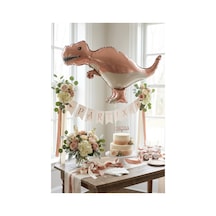Mat Kahverengi T-rex Retro Dinozor Folyo Balon 64x40 Cm Dinozor Temalı Çocuk Doğum Günü Parti Süsü Çok Renkli