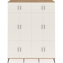 Hyperion Gardrop 10 Raflı 12 Kapaklı 2 Askılı 176x44x221 Çam-aytaşı Aytaşı
