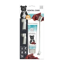 M-pets Köpek Diş Macunu Ve Fırça Seti Biftek Aromalı Çift Taraflı Fırça Ve Parmak Fırçalı Ağız Bakım Seti
