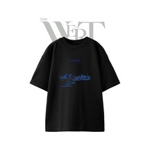 Thewert Cairo Skyline Tasarım Baskılı Ünisex Siyah Oversize T-shirt