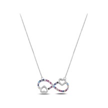 Brezza Lusso Jewelry Gümüş Renkli Zirkon Taşlı Sonsuzluk Kalpli Kadın Kolye 45 CM