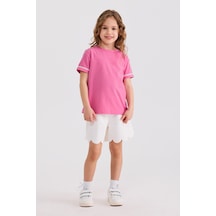 Panço Kız Çocuk Kısa Kollu Pembe Tişört