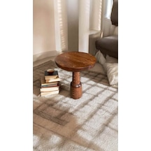 Masif Ahşap Tekli Yan Sehpa Doğal Kestane Renk Mantar Sehpa - Wooden Coffee Table Kestane