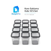 Kare Saklama Kabı 12'li Set 1300 Ml Siyah 11 11 16,5 Cm
