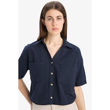 DeFacto Boxy Fit Basic Düz Kısa Kollu Gömlek V2523AZ25SPNV253