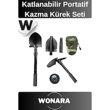 Premium Katlanabilir Portatif Kamp Kürek Pusula Testere Kazma Seti Çantalı Pratik Deprem Ekipmanı