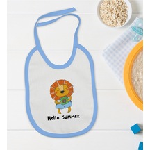 Bk Kids Hello Summer Tasarımlı Mavi Bebek Mama Önlüğü