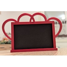 Love Yazılı Kalp Detaylı 3d Fotoğraf Çerçevesi - Sevgiliye Özel Romantik Masa Üstü Dekoratif Resim Standı
