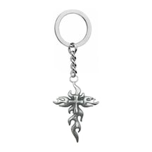 Alevli Haç Anahtarlık Metal Takı, Gotik & Alternatif Stil