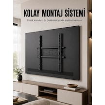 Mey İthalat 50-95 İnç Sabit Tv Duvar Askı Aparatı Güçlü Çelik Gövde Kolay Montaj Geniş Vesa Uyumlu