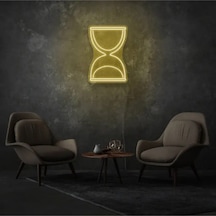 Kum Saati Figürlü Neon Tabela Sarı