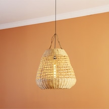 Yansı Doğal Rattan Lamba 51x51 Cm. Bej