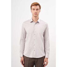 Morven Erkek Taş Pamuk Düz Desen Sert Yaka Slim Fit Gömlek 24mc004123870 Taş Taş