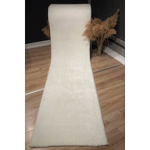 Sarar Krem Kaymaz Taban Yıkanabilir Pofuduk Lüx Post Peluş Kesme Halı Yolluk