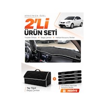 E-biz Kia Rio Pride 2005-2011 Uyumlu Torpido Örtüsü + Tay Tüyü Bagaj Çantası - Siyah-gri - Kı012
