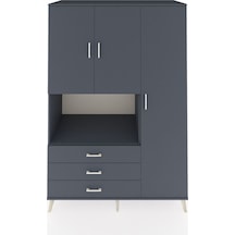 Kronos Dolap 7 Raflı 3 Çekmeceli 3 Kapaklı 132x59x195 Antrasit-antrasit/antrasit Antrasıt/antrasıt