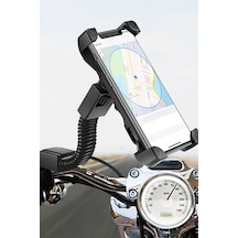 Motosiklet Telefon Tutucu Aynaya Monte Ayarlanabilir Gövde 360 3,5" Siyah