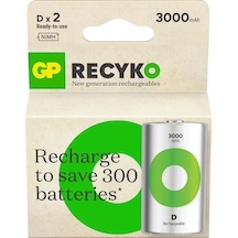 Gp Batteries Recyko 3000 D Boy Ni-mh Şarjlı Pil 1.2 Volt 2li Kart