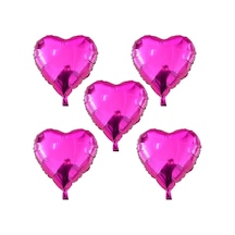 5 Adet Fuşya Koyu Pembe Kalp Folyo Balon 45 CM Helyumla Uçan