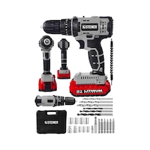 Tr Alman 58 V 5 Ah Darbeli Lityum Çift Akülü Sjs Metal Şanzıman Şarjlı Vidalama Matkap 24 Pcs Set