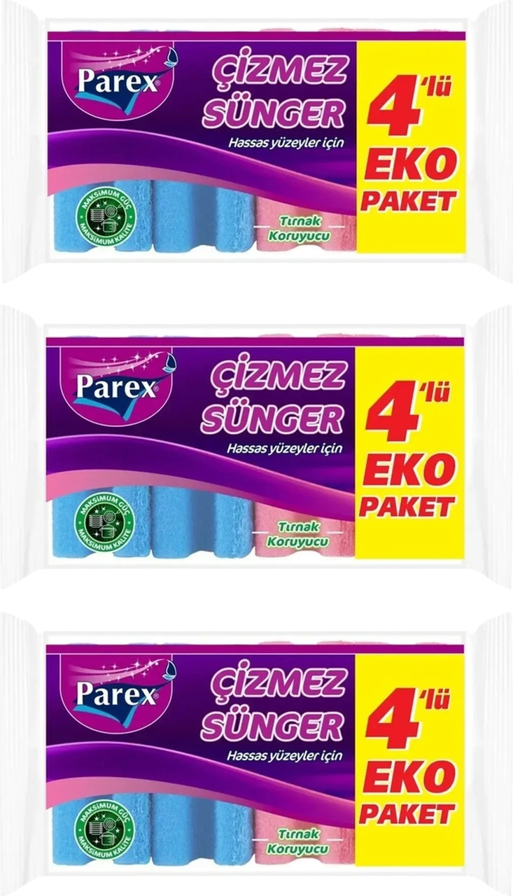 Çizmez 4'lü Sünger Oluklu Üçlü Paket