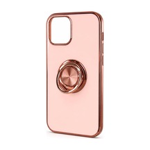 iPhone Uyumlu 12 Yüzüklü Nikelaj Telefon Kılıfı Ring Stand - Rose Gold
